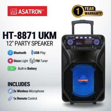 Asatron HT-8871 UKM 12 Inch Bluetooth Party Speaker