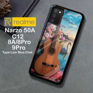 Custom Case TPU 3D Casing Softcase Tempered Glass Cover Belakang Hp Realme 8, Narzo 50a, C12, 9Pro R