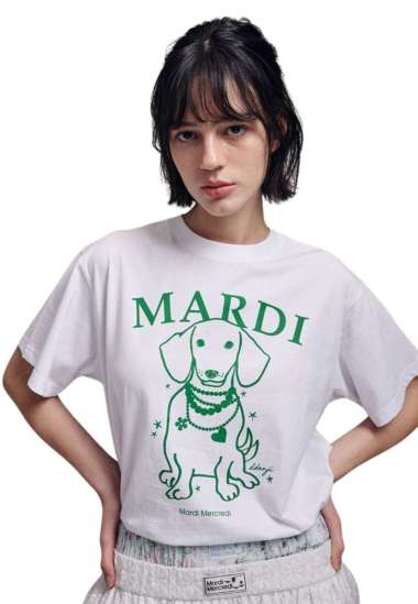 Tshirt Swing The Tail Ddanji Pearl Necklace - White Green