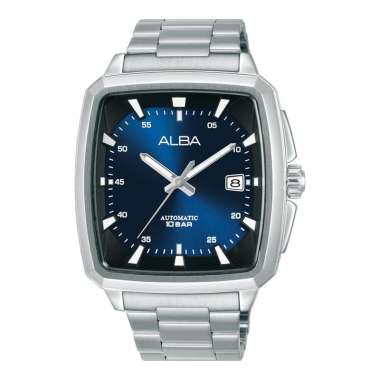 Jam Tangan Pria Alba Mechanical AU4039X1 Automatic Men Blue Dial Stainless Steel Strap