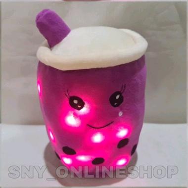 Boneka Boba / Minuman Boba / Bantal Boba LED 3 Mode 35cm L Ungu