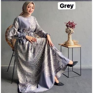 Harera Gamis Terbaru Diora Silk Dress Wanita Lengan Terompet Tumpuk Panjang Maxidress Kekinian LD 11