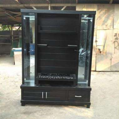 (GRATIS MASKER) Lemari Tv Bufet Tv Pajangan Tv Minimalis kayu Hitam