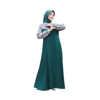 Gamis Arrafi Terbaru Natasha Dress Warna Emerald Bahan Rayon Adem Cantik Nyaman Dipakai L