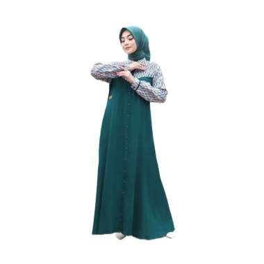 Gamis Arrafi Terbaru Natasha Dress Warna Emerald Bahan Rayon Adem Cantik Nyaman Dipakai XL