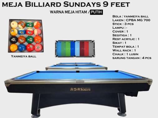 Meja Billiard 9 Feet Import Sundays - meja bilyar billiard pool table Hitam - Yanmeiya