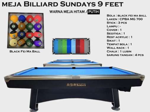 Meja Billiard 9 Feet Import Sundays - meja bilyar billiard pool table Putih - Feima