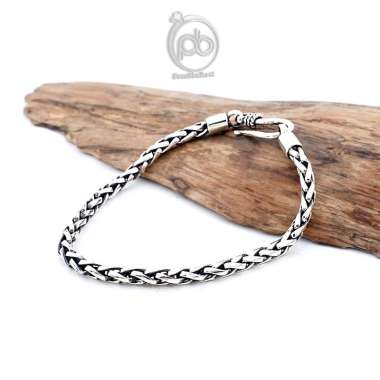 Perak Bali Gelang Pria Wanita Perak Asli 925 Jalin Padi Victorio Mini 3 MM 16