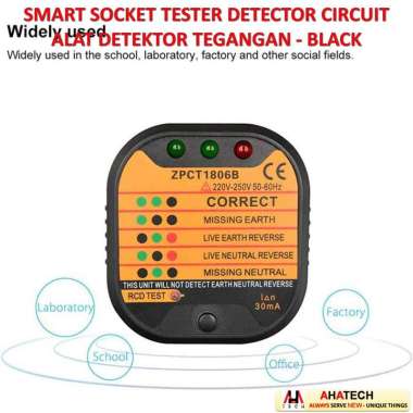 Alat Detektor Tegangan Smart Socket Tester Detector Circuit - ZPCT1806B - Black