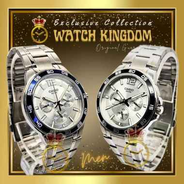 Jam Tangan Pria Casio Ori Stainless Bundar Water Resist 50m 5ATM 5 Bar Day Date 24 Jam Diameter 40mm