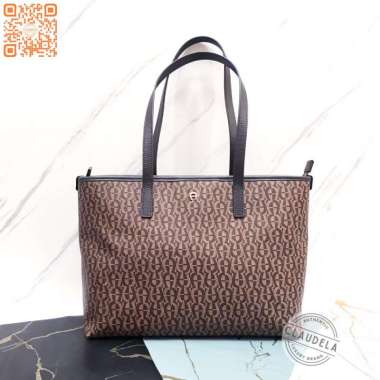 AIGNER Ilona Fango Shopper Tote Bag Signature Brown Brown