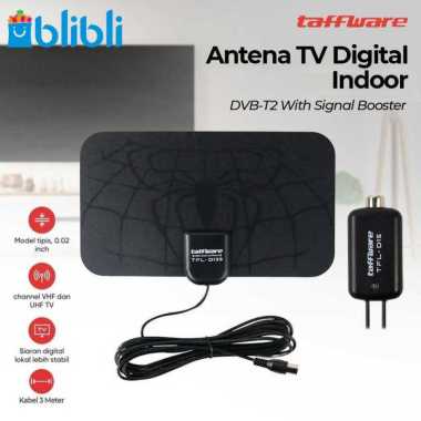 Taffware Antena TV Digital DVB-T2 25dB Spider Pattern Signal Booster - TFL-D139 Hitam