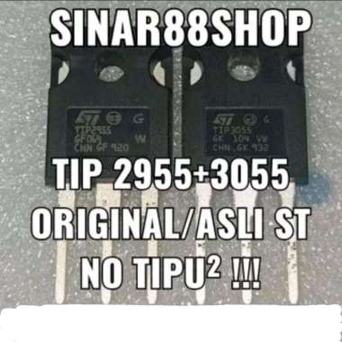ORIGINAL 2955 3055 Hrg 1 SET / PASANG TR FINAL TRANSISTOR TIP2955 + TIP3055 ST TIP 2955 3055 ORIGINA
