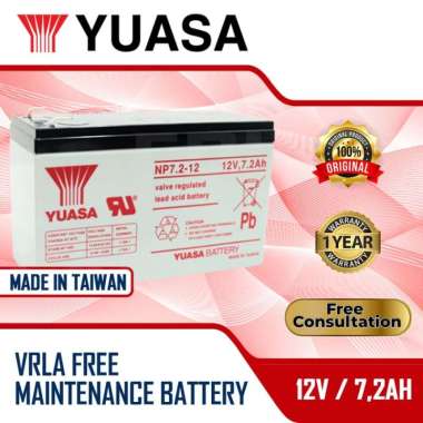 BATTERY UPS/AKI KERING/AKI VRLA Yuasa Taiwan 12V 7.2AH Aki Yuasa NP7.2-12 Aki Kering Aki UPS Yuasa O