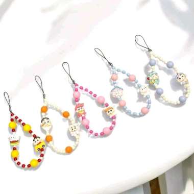 Sinchan Beads Phonestrap Tali Gantungan HP Karakter Crayon Shinchan Himawari Shiro Lucu Manik Warna 