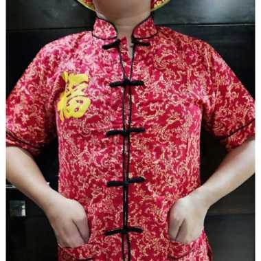 Baju/Atasan Imlek Cheongsam Pria Dewasa/katun import merah