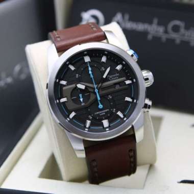 JAM TANGAN PRIA ALEXANDRE CHRSITIE AC 6562 SILVER BLUE BROWN ORIGINAL