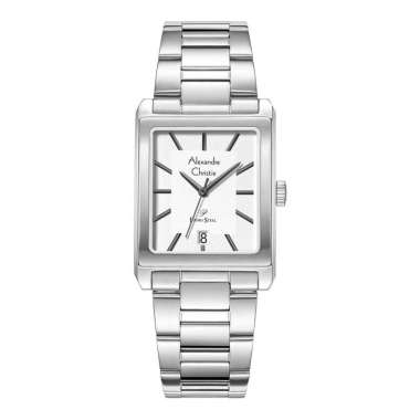 Jam Tangan Pria Alexandre Christie Primo Steel AC 1039 MD BSSSL Tank Men Silver Dial Stainless Steel
