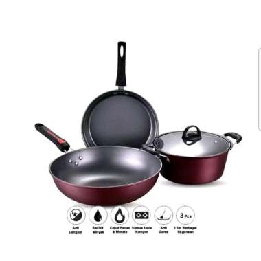 PANCI SET TEFLON 3IN1 SERIES QME / SET 3PCS PANCI DAN TEFLON QME MULTIPURPOSE