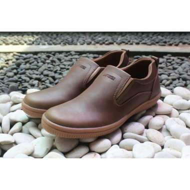 Supervice Sepatu Slip-On Slop Pria Kulit Albino 39 COKLAT