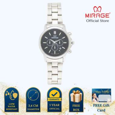 Mirage Jam Tangan Wanita Analog 8789 L Silver Original Stainless Plat Hitam