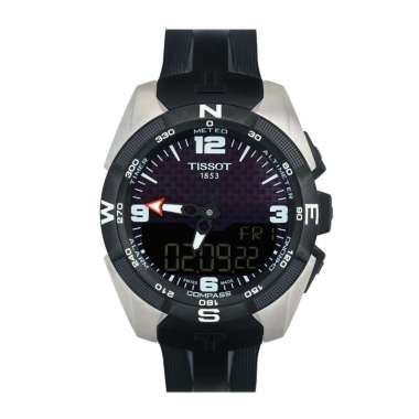 Jam Tangan Pria TISSOT T-Touch T0914204720701 Expert Solar NBA Black Digital Analog Dial Black Rubbe