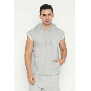 Hoodieku sleeveless Tanpa Lengan Hoodie Pria - Abu Misty L