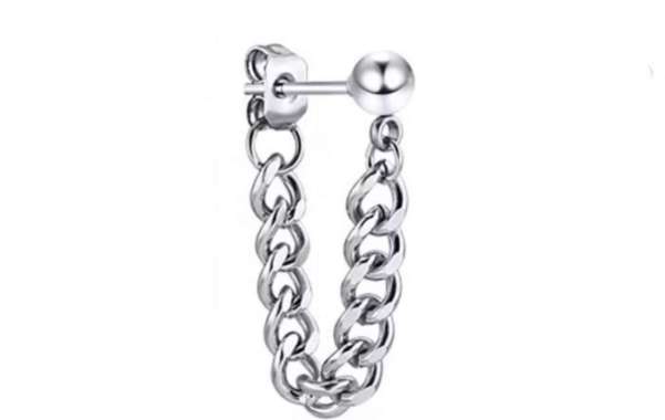 Anting tindik korea kpop hitam silver titanium anti karat (1pcs) Silver