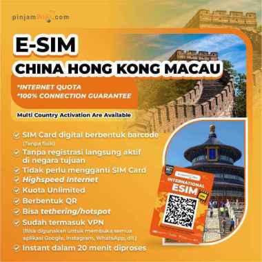 Pinjam Wifi Esim Total Kuota - China Unicom Hong Kong Macao 8GB 10 Hari