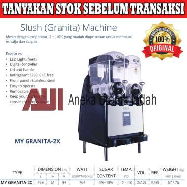 Gea MYGRANITA-2X Slush Granita Machine - Mesin Pembuat Es Salju Dan Slurpee Kapasitas 2 Tabung