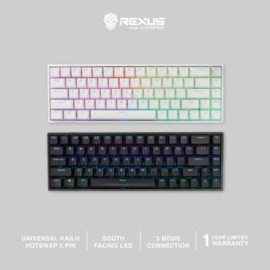 Rexus Daiva D68SF Max South Facing Wireless Gaming Keyboard Blue Switch Hitam