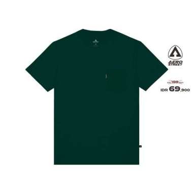 Aerostreet T Shirt Kantong Ozio Polos Reguler Gelap Kaos Pocket KAF01 HIJAU BOTOL M