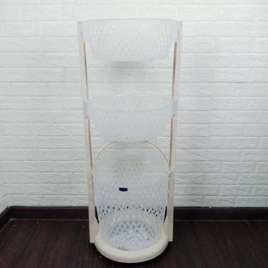 Rovega Keranjang Pakaian Laundry Basket 3 Level Light Grey RLB-350TR