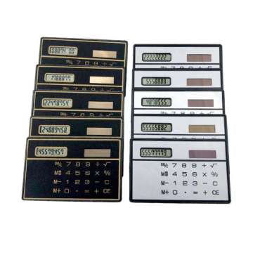 Kalkulator Mini Tipis Tenaga Surya Tanpa Baterai Silver