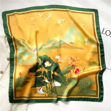 AMELIA 70x70cm Korean syal scarf leher scarf tas neck scarf 661-1 GOLD GREEN