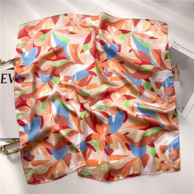 AMELIA 70x70cm Korean syal scarf leher scarf tas neck scarf 662-3 ORANGE PASTEL