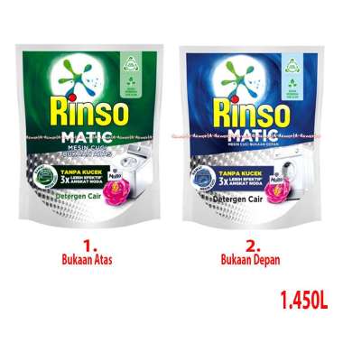 Rinso 1.45L Matic Detergent Untuk Mesin Cuci Bukaan Depan Bukaan Atas Deterjen Cair Rinso 1450 ml 1.