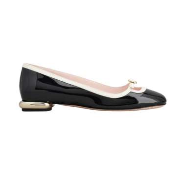 [12.12 Dealcember] Roger Vivier Viv' Podium Patent Leather Ballerinas White/Black 39 Black