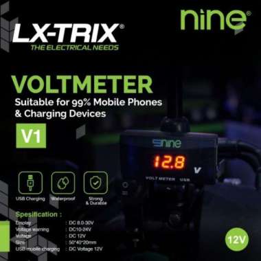 vAMPER ACCU VOLTMETER V1 DIGITAL PENGUKUR BATERE AKI NINE LUMINOS BIRU