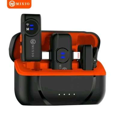 MIXIO 2 Microphone Wirelles Mic Clip On Live Dual Lavalier - A2 typeC Hitam