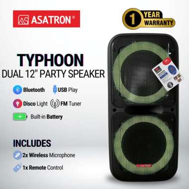 Asatron Typhoon Dual 12 Inch Bluetooth Party Speaker