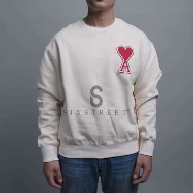 AMI PARIS Sweater Decoeur Red Heart Cream ( 100% Authentic ) S