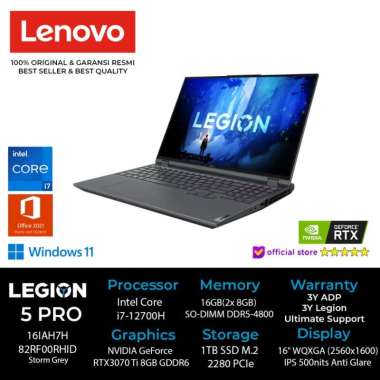 LENOVO Laptop Legion 5 Pro 16IAH7H / Intel Core i7 12700H / 16GB RAM / 1TB SSD / NVIDIA RTX 3070 Ti 
