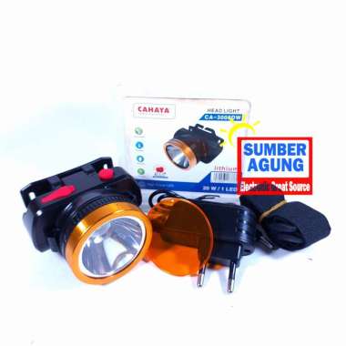 Senter Kepala Merk Cahaya CA3008 CA3008DW 20W 20 Watt LED 1Mata Baterai Lithium Casan