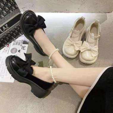 SEPATU WANITA HEELS HAK 5cm DOCKMART OXFORD PANTOFEL MARY JANE KOREAN STYLE HITAM KREM SEPATU PESTA 