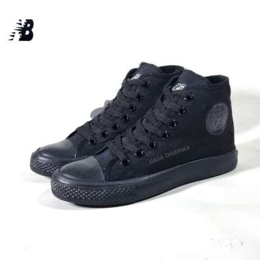 Sepatu MB Basket Anak Laki Laki Sekolah SD SMP SMA Tinggi Hitam Polos Size 33 - 42 38 Hitam Hitam
