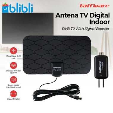Taffware Antena TV Digital DVB-T2 25dB Grid Pattern Signal Booster - TFL-D139 Hitam