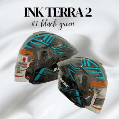 INK TERRA 2 MOTIF #1 BLACK GREEN DOUBLE VISOR XL