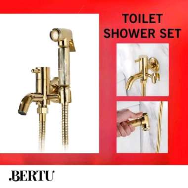 KRAN CABANG JET WASHER TOILET CEBOK SET GOLD EMAS MINIMALIST BERTU 118