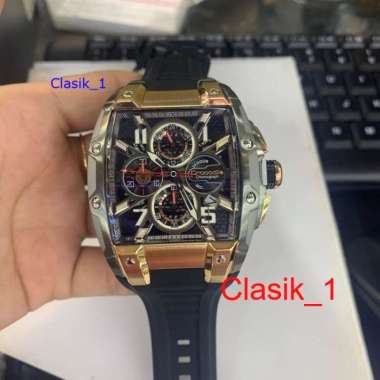 Original 100%!! Crocodile CM-048G34B Jam Tangan Pria Analog Rubber Hitam Chronograph CM048 Garansi R